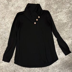 Black sweater with buttoned collar, medium